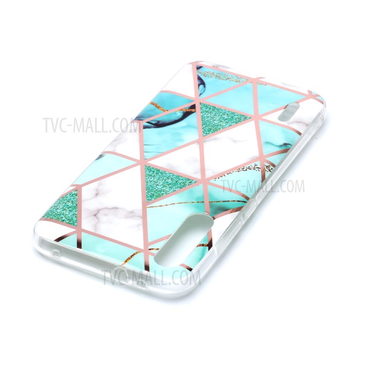 Teste Padrão De Mármore Galvanoplastia Caso De Volta IMD TPU Para Xiaomi Mi Cc9e / Mi A3 - Branco / Ciano-4