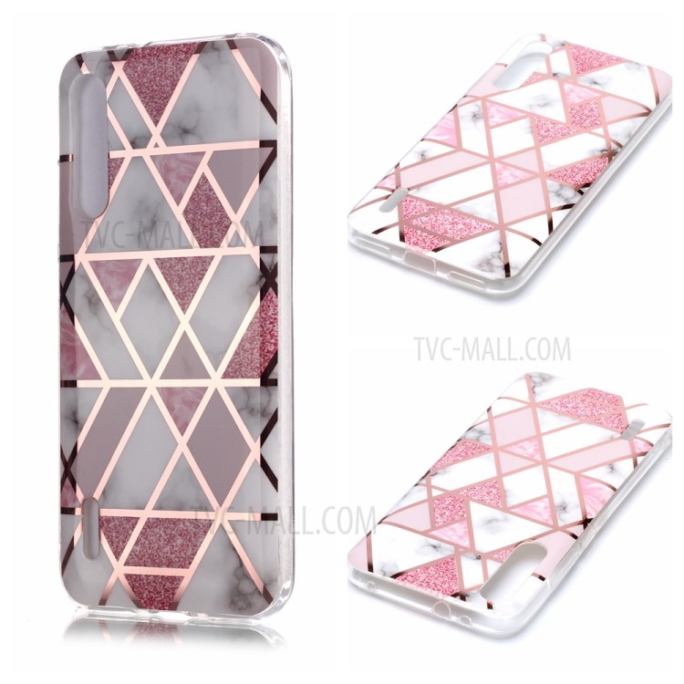 El Modelo De Mármol Galvanoplastia Asunto IMD TPU Para Xiaomi Mi Cc9e / Mi A3 - Blanco / Rosa-1