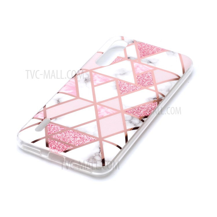 El Modelo De Mármol Galvanoplastia Asunto IMD TPU Para Xiaomi Mi Cc9e / Mi A3 - Blanco / Rosa-3