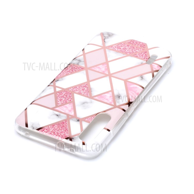 El Modelo De Mármol Galvanoplastia Asunto IMD TPU Para Xiaomi Mi Cc9e / Mi A3 - Blanco / Rosa-4