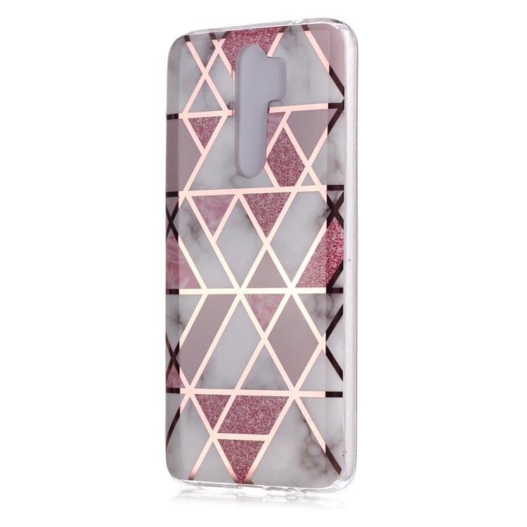 Patrón de Mármol Rosa Rose Electroplating IMD TPU Case Para Xiaomi Redmi Note 8 Pro - Blanco / Rosado