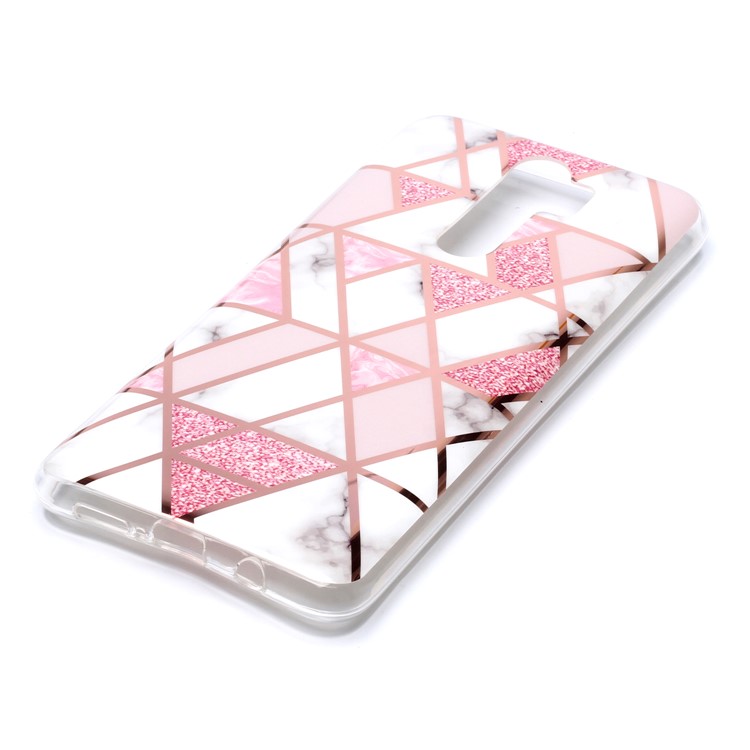 Patrón de Mármol Rosa Rose Electroplating IMD TPU Case Para Xiaomi Redmi Note 8 Pro - Blanco / Rosado