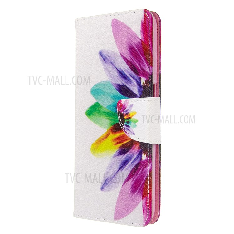 Pattern Printing Leather Wallet Protective Case for Xiaomi Redmi K30 - Colorful Petal-2