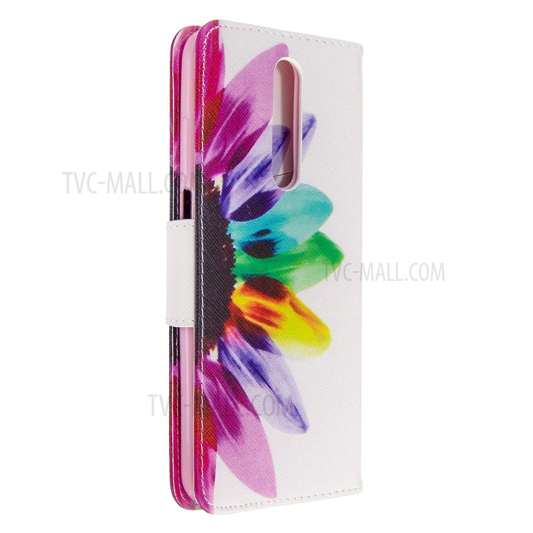 Pattern Printing Leather Wallet Protective Case for Xiaomi Redmi K30 - Colorful Petal-3