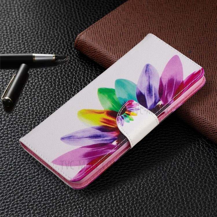 Pattern Printing Leather Wallet Protective Case for Xiaomi Redmi K30 - Colorful Petal-7