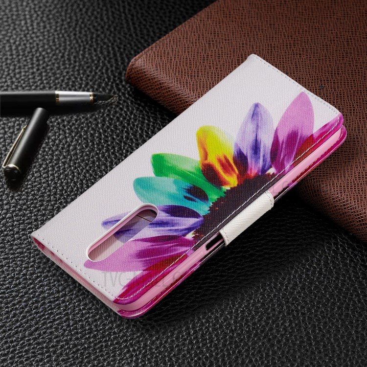 Pattern Printing Leather Wallet Protective Case for Xiaomi Redmi K30 - Colorful Petal-8