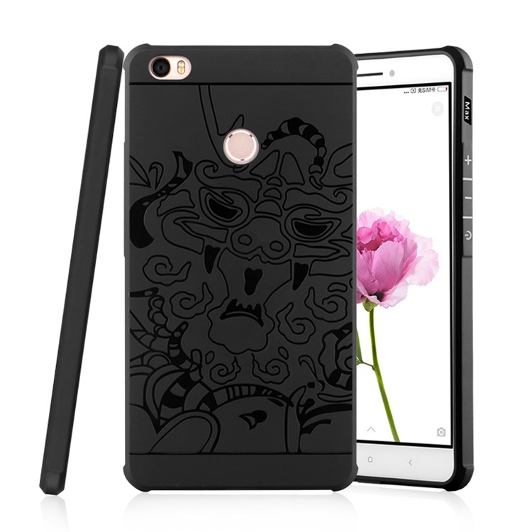 Auspicious Dragon Pattern Drop-proof Imprint TPU Case for Xiaomi Mi Max - Black-1