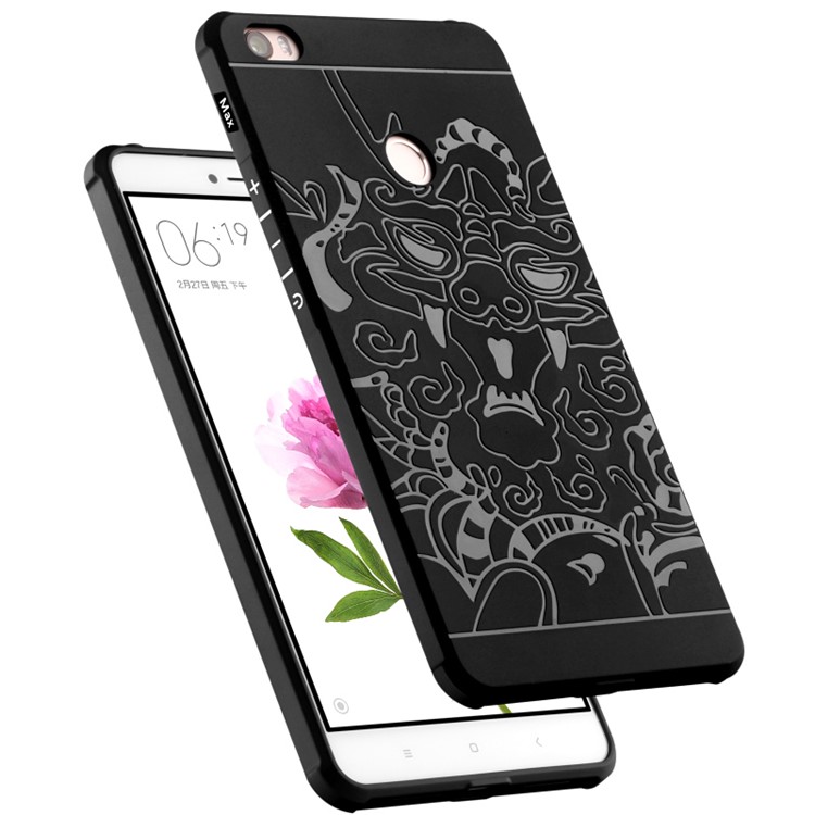 Auspicious Dragon Pattern Drop-proof Imprint TPU Case for Xiaomi Mi Max - Black-3