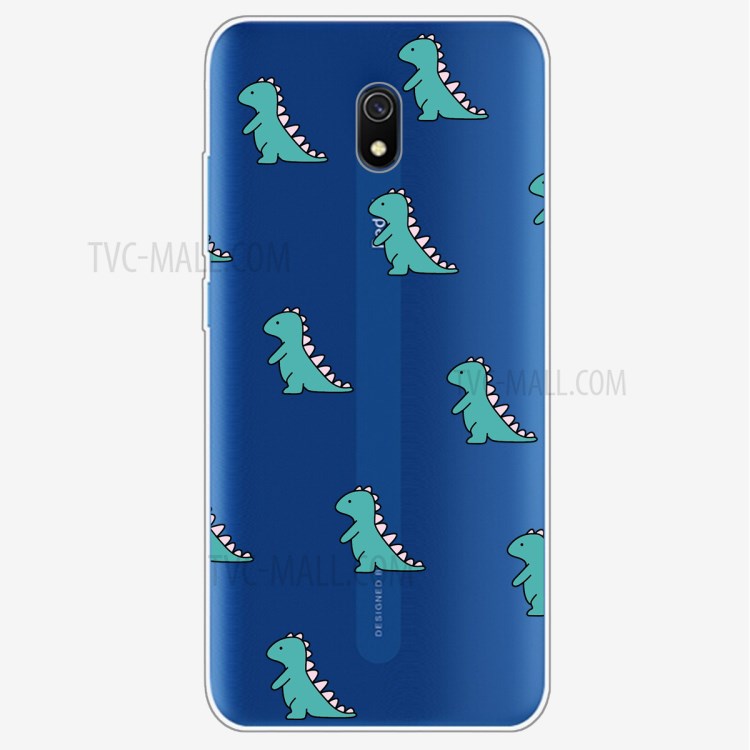 Cartoon Printing Surface TPU Phone Shell for Xiaomi Redmi 8A - Green Dinosaurs-1