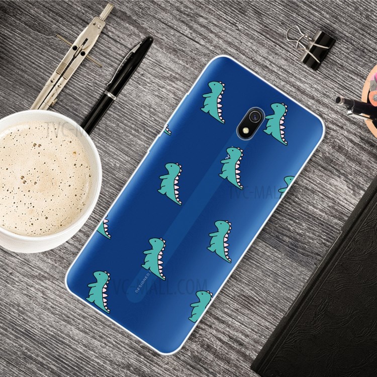 Cartoon Printing Surface TPU Phone Shell for Xiaomi Redmi 8A - Green Dinosaurs-2