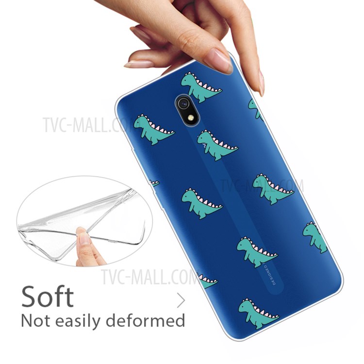 Cartoon Printing Surface TPU Phone Shell for Xiaomi Redmi 8A - Green Dinosaurs-4