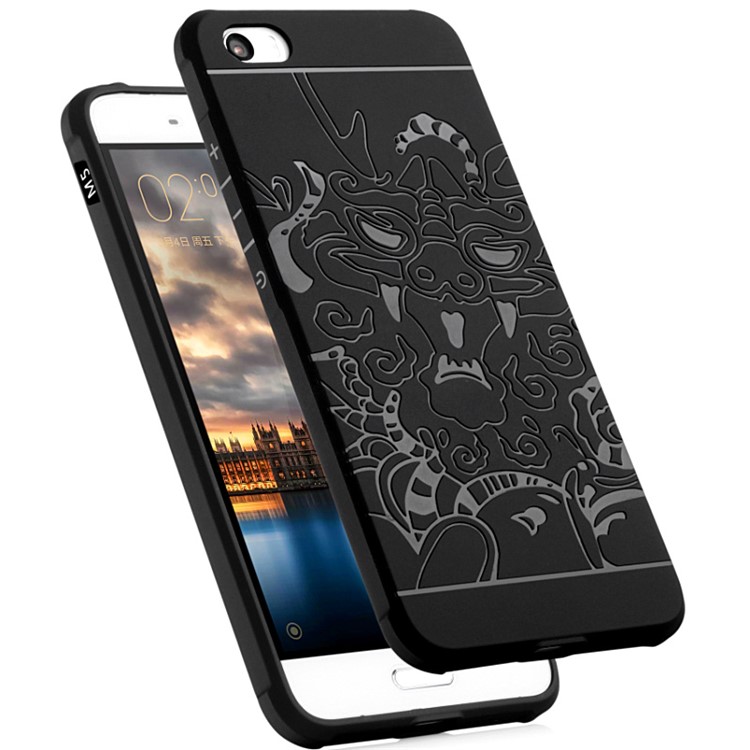 Auspicious Dragon Pattern Drop-proof Imprint TPU Case for Xiaomi Mi 5 - Black-3