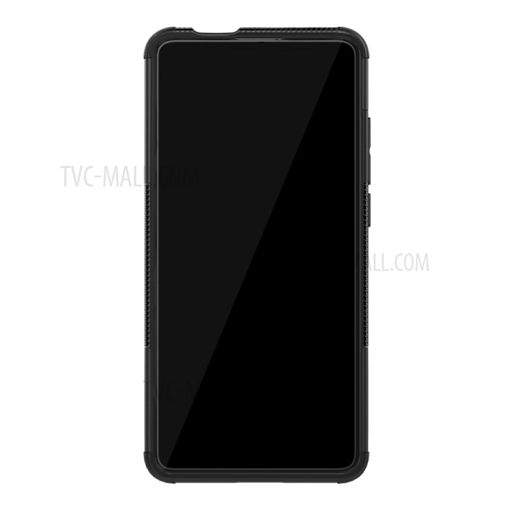 Tyre Pattern PC +TPU Hybrid Back Case with Kickstand for Xiaomi Redmi K30/K30 5G - Black-4