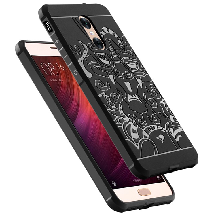 Auspicious Dragon Pattern Drop-proof Imprint TPU Cover for Xiaomi Redmi Pro - Black-1