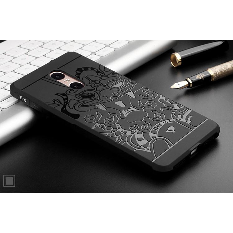 Auspicious Dragon Pattern Drop-proof Imprint TPU Cover for Xiaomi Redmi Pro - Black-5