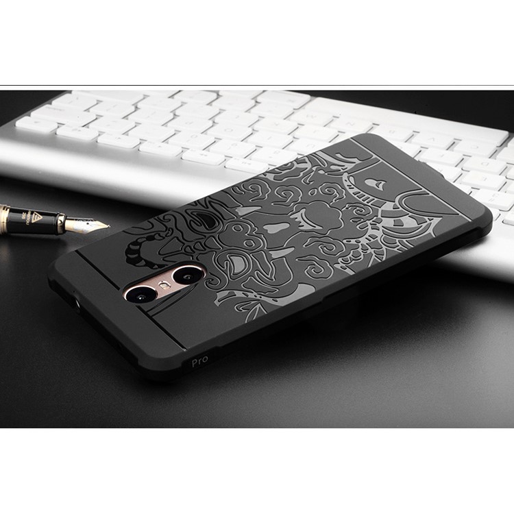 Auspicious Dragon Pattern Drop-proof Imprint TPU Cover for Xiaomi Redmi Pro - Black-6