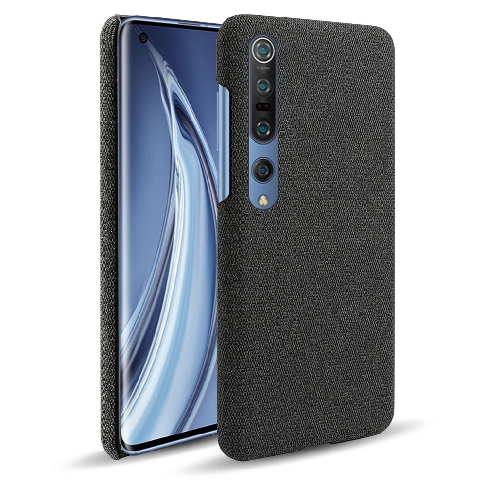 KSQ Cloth Coated Plastic Hard Phone Shell for Xiaomi Mi 10/Mi 10 Pro - Black-1