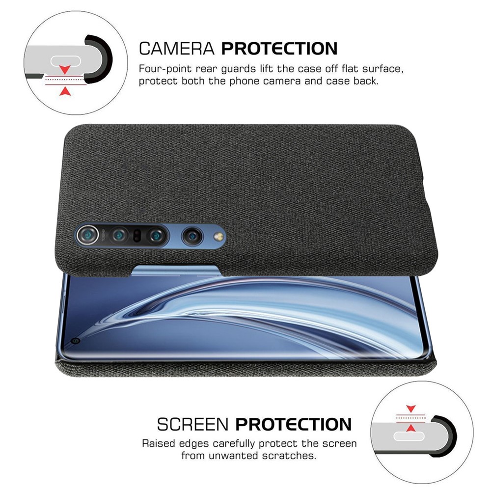 KSQ Cloth Coated Plastic Hard Phone Shell for Xiaomi Mi 10/Mi 10 Pro - Black-5