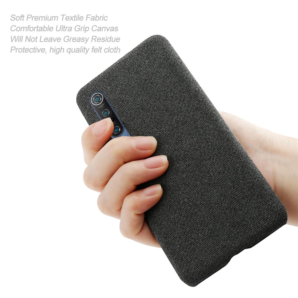 KSQ Cloth Coated Plastic Hard Phone Shell for Xiaomi Mi 10/Mi 10 Pro - Black-7