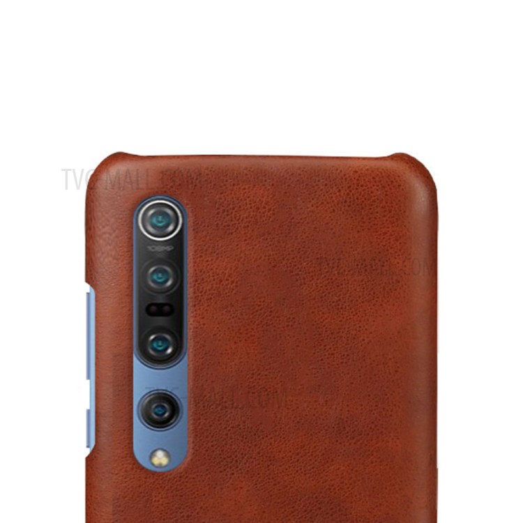 KSQ Crazy Horse PU Leather Coated Hard PC Case Phone Shell for Xiaomi Mi 10/10 Pro - Brown-3