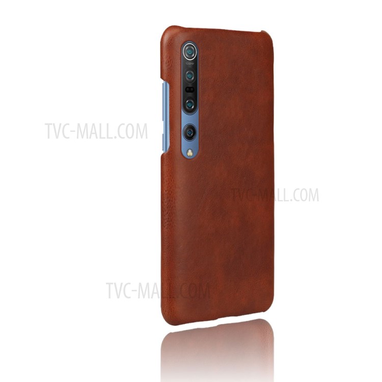 KSQ Crazy Horse PU Leather Coated Hard PC Case Phone Shell for Xiaomi Mi 10/10 Pro - Brown-4