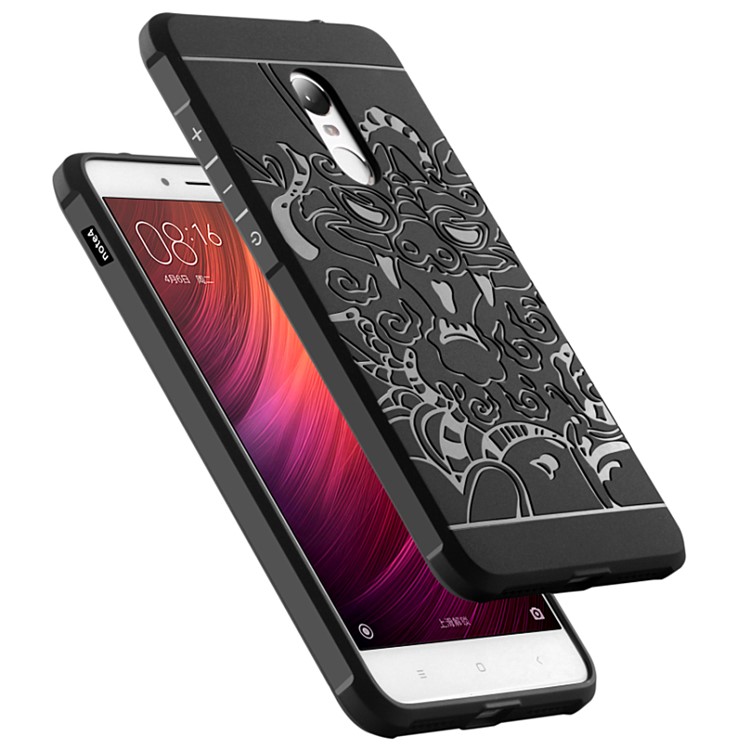 Auspicious Dragon Pattern Drop-proof Imprint TPU Case for Xiaomi Redmi Note 4 - Black-3