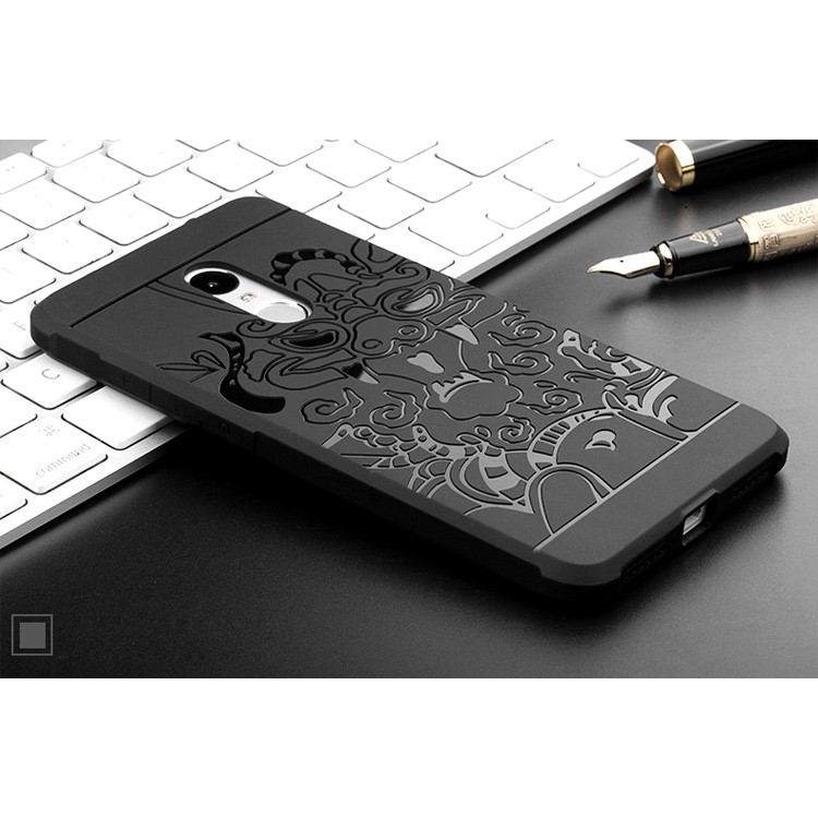 Auspicious Dragon Pattern Drop-proof Imprint TPU Case for Xiaomi Redmi Note 4 - Black-5