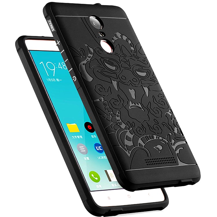 Auspicious Dragon Pattern Drop-proof Imprint TPU Case for Xiaomi Redmi Note 3 / Note 3 Pro - Black-3