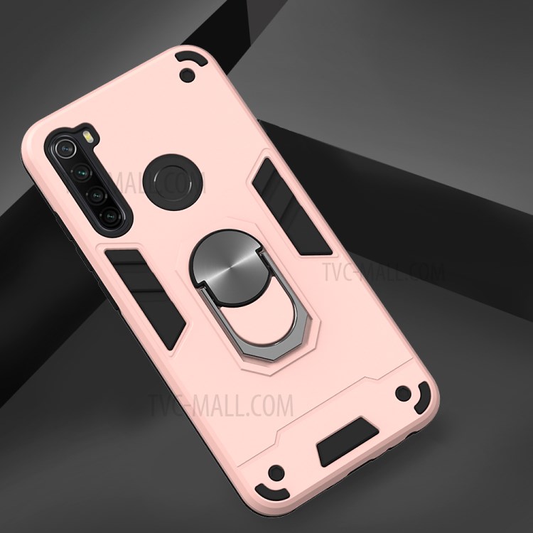 2 in 1 Armor Phone Cover PC+TPU Combo Shell with Ring Kickstand for Xiaomi Redmi Note 8 - Rose Gold-4