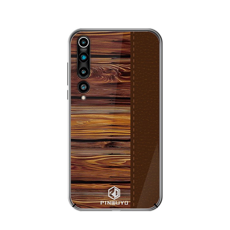 PINWUYO Pin Dun Series Wood Grain Hard PC Phone Case for Xiaomi Mi 10 - Brown-2