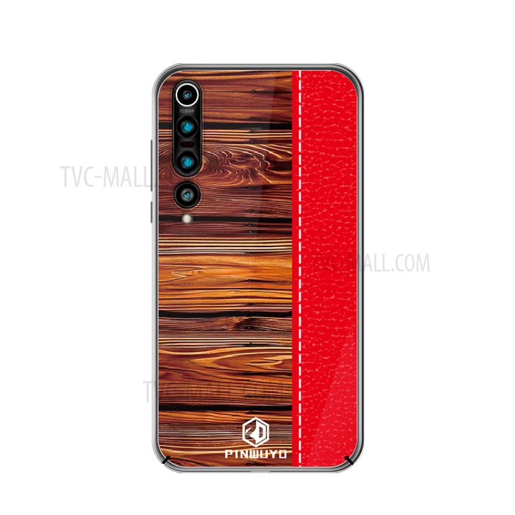 PINWUYO Pin Dun Series Wood Grain Plastic Phone Case for Xiaomi Mi 10 Pro - Red-3