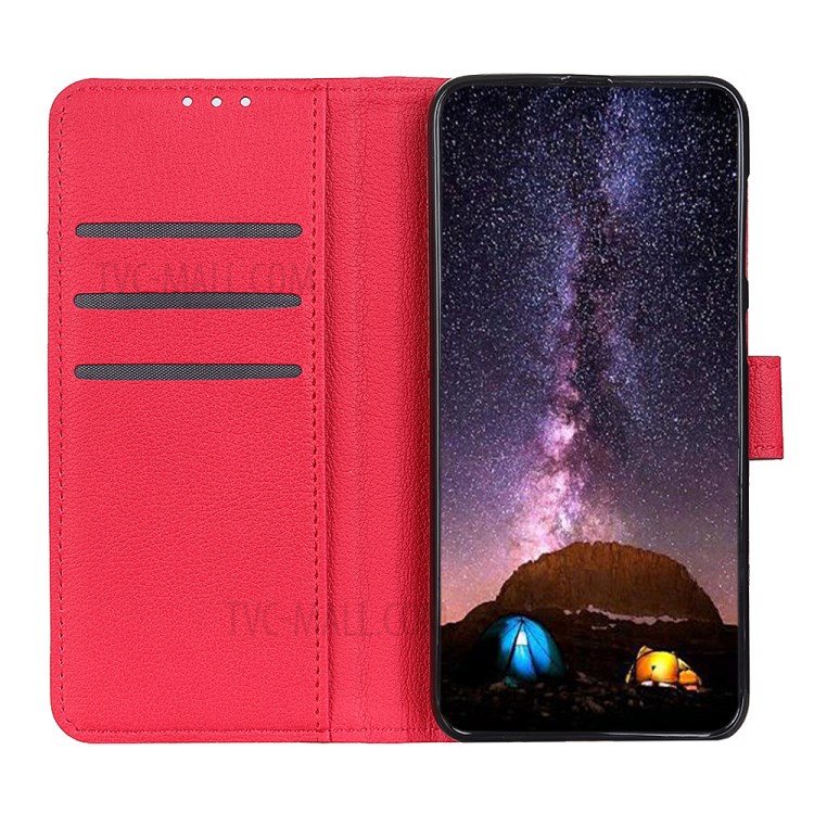 Litchi Grain Leather Wallet Stand Phone Cover for Xiaomi Mi 10 5G/Mi 10 Pro 5G - Red-6