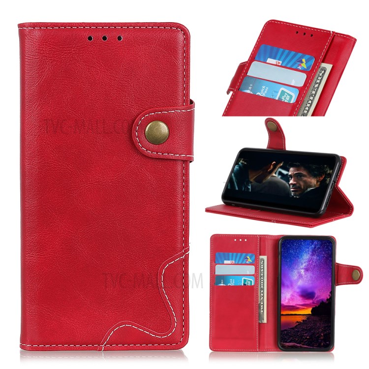 S-shape Textured Wallet PU Leather Phone Case for Xiaomi Mi 10 5G/Mi 10 Pro 5G - Red-1