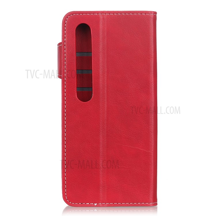 S-shape Textured Wallet PU Leather Phone Case for Xiaomi Mi 10 5G/Mi 10 Pro 5G - Red-3