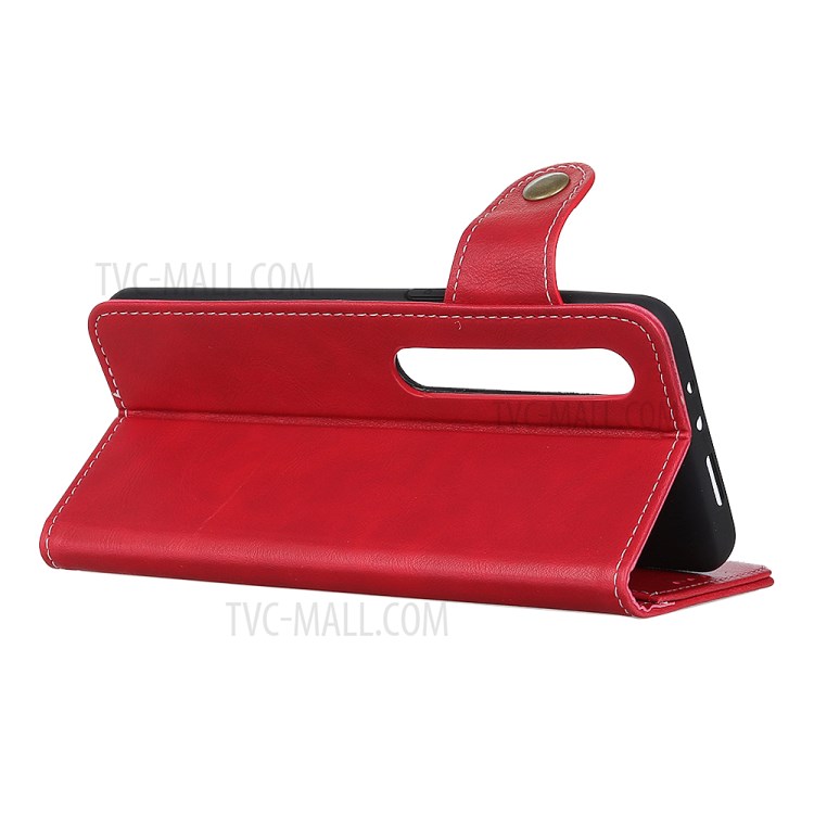 S-shape Textured Wallet PU Leather Phone Case for Xiaomi Mi 10 5G/Mi 10 Pro 5G - Red-4