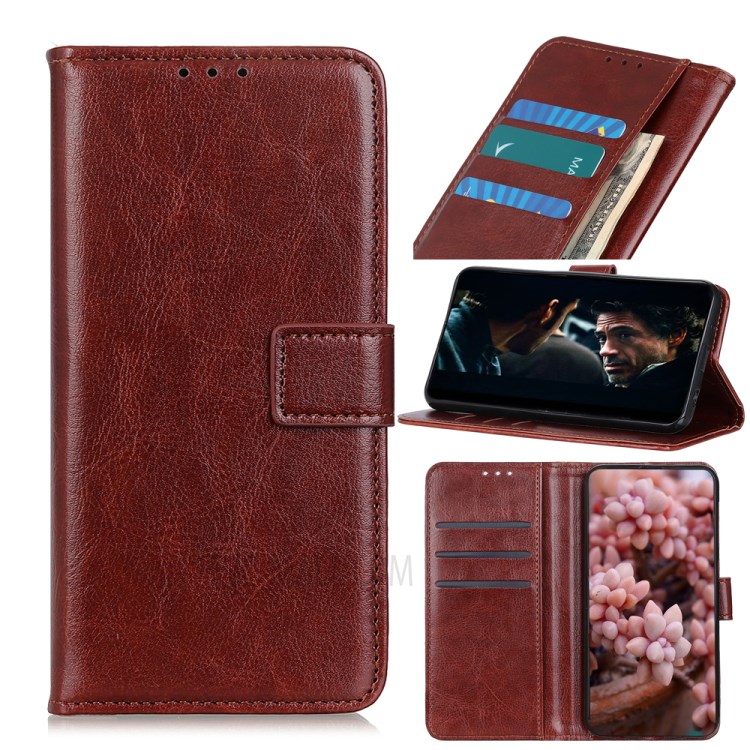 Crazy Horse Wallet Magnetic Leather Cover for Xiaomi Mi 10 5G/Mi 10 Pro 5G - Brown-1