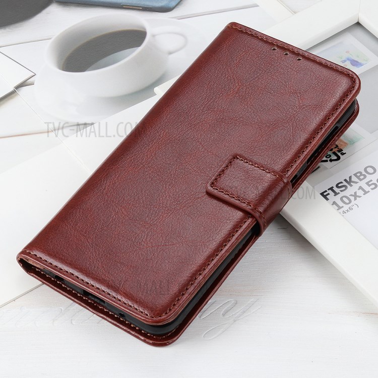 Crazy Horse Wallet Magnetic Leather Cover for Xiaomi Mi 10 5G/Mi 10 Pro 5G - Brown-8