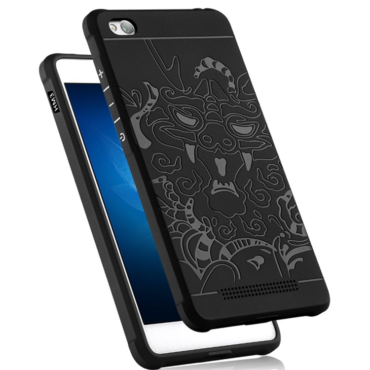 Auspicious Dragon Pattern Drop-proof Imprint TPU Case for Xiaomi Redmi 3 - Black-3