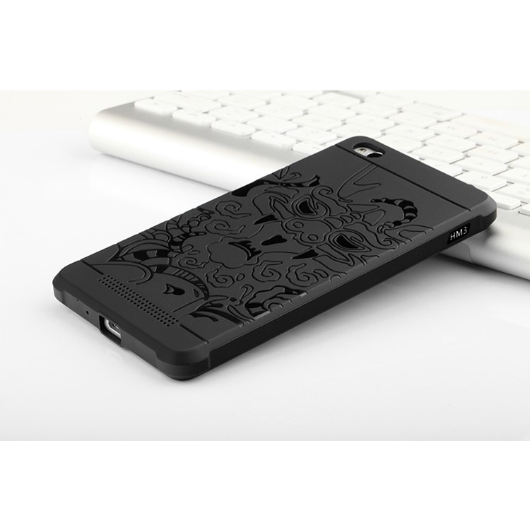 Auspicious Dragon Pattern Drop-proof Imprint TPU Case for Xiaomi Redmi 3 - Black-7