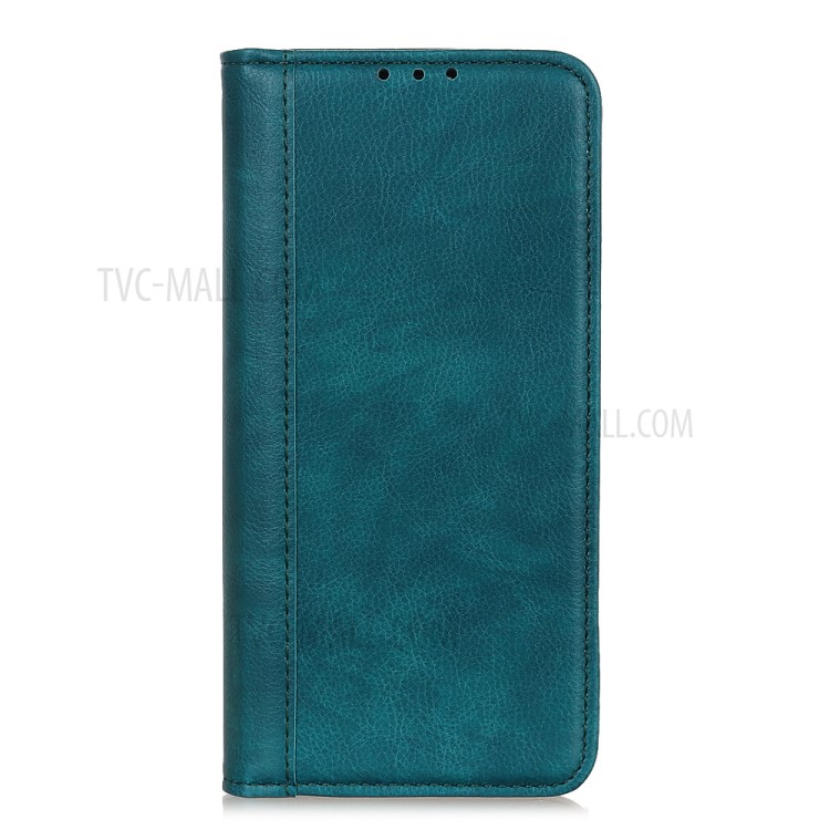 Litchi Grain Auto-absorbed Split Leather Phone Shell for Xiaomi Mi 10 5G/Mi 10 Pro 5G - Green-2