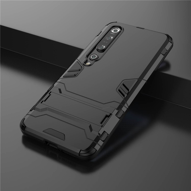 Fall Guard Hybrid PC + TPU Mobile Mobile Con Kickstand Para Xiaomi Mi 10 Pro - Negro