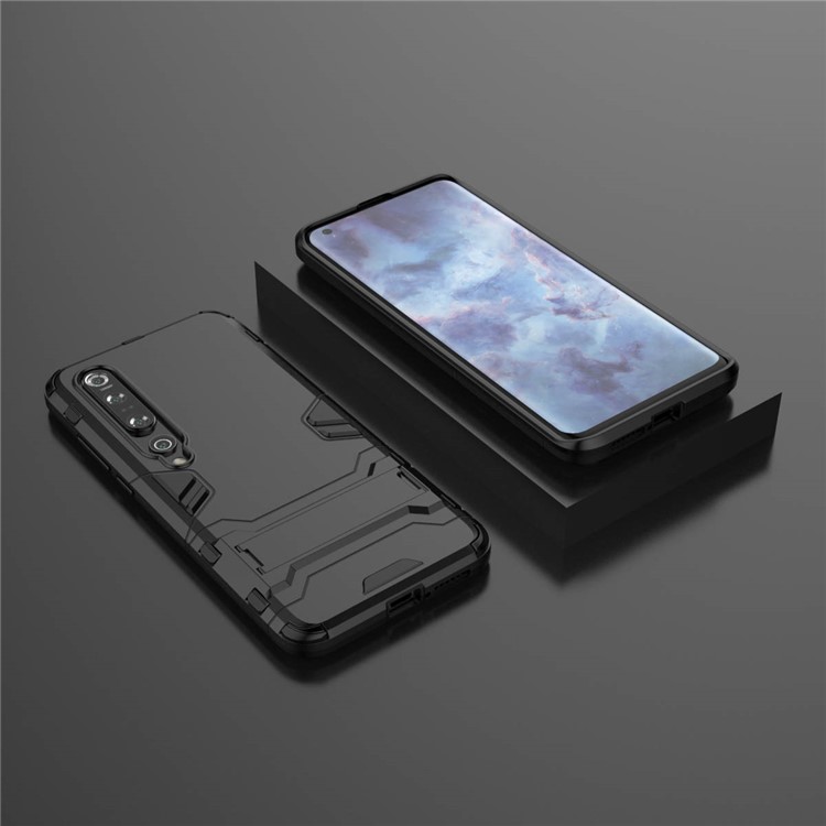 Fall Guard Hybrid PC + TPU Mobile Mobile Con Kickstand Para Xiaomi Mi 10 Pro - Negro