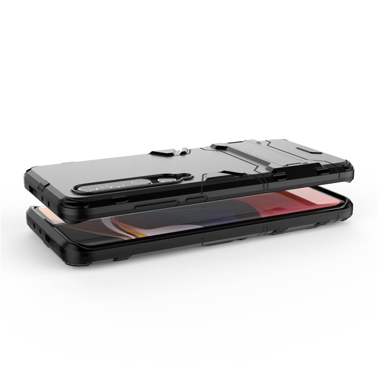 2-in-1 Plastic + TPU Phone Shell with Kickstand Casing for Xiaomi Mi 10 - Black-3