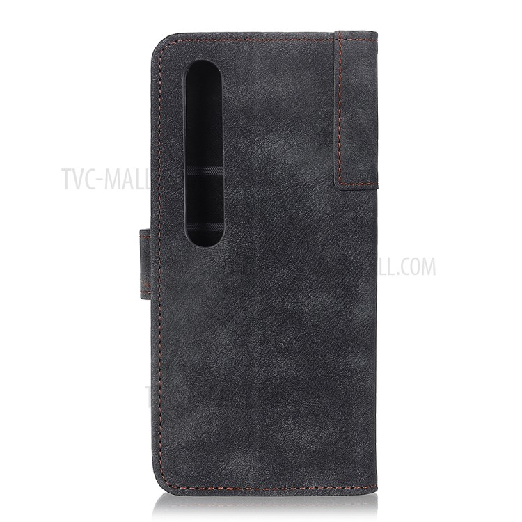 Brass Magnetic Clasp Wallet Stand Leather Phone Cover for Xiaomi Mi 10/10 Pro - Black-8