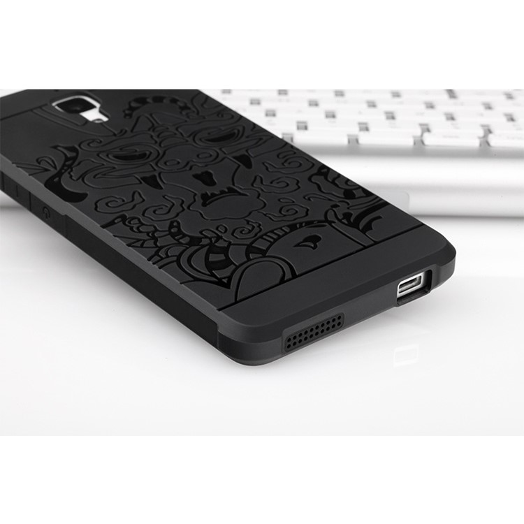 Auspicious Dragon Pattern Drop-proof Imprint TPU Case for Xiaomi Mi 4 - Black-8