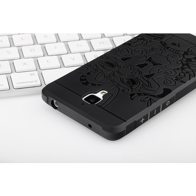 Auspicious Dragon Pattern Drop-proof Imprint TPU Case for Xiaomi Mi 4 - Black-9