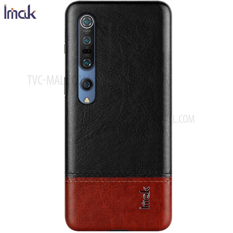 IMAK Ruiyi Series PU Leather Coated PC Hard Case for Xiaomi Mi 10/Mi 10 Pro - Black / Brown-2