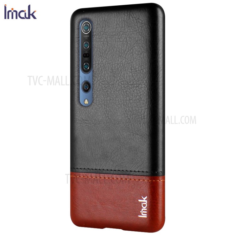 IMAK Ruiyi Series PU Leather Coated PC Hard Case for Xiaomi Mi 10/Mi 10 Pro - Black / Brown-3