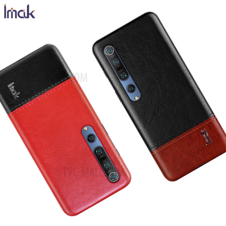 IMAK Ruiyi Series PU Leather Coated PC Hard Case for Xiaomi Mi 10/Mi 10 Pro - Black / Brown-7