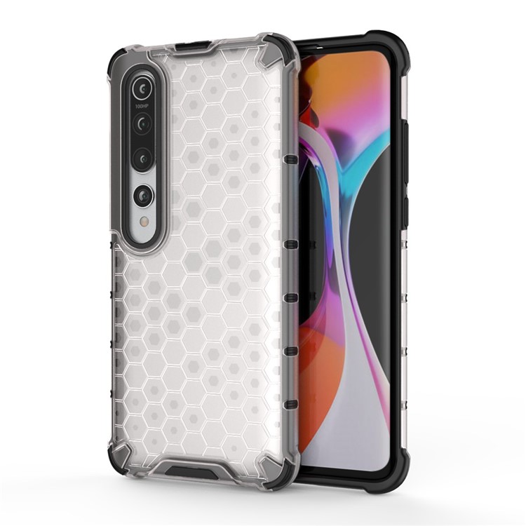 À Prova De Choque Padrão De Favo De Mel Caso De Combinação TPU + PC Para Xiaomi MI 10 - Branco-1